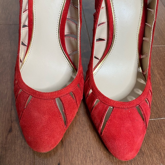 ZARA Red cut-out suede Shoes Pumps heels 37 6.5 - Picture 7 of 11